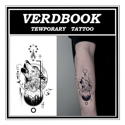 Waterproof Temporary Tattoos: 2-Sheet Tattoo Kit with Realistic Body Stickers, Semi-Permanent Tattoos for Adults Lasting 7-15 Days – Safe for Men & Women, Luna Totem