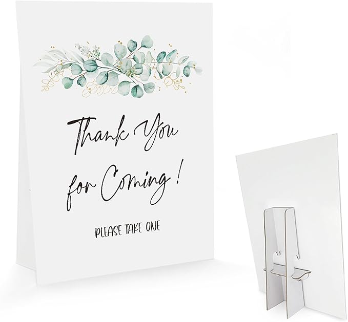 Baby Shower/Bridal Shower/Wedding Decoration Sign- Thank You For Coming Please Take One, Baby Shower Decorations, Eucalyptus Sign, Greenery Gold (8 x 11 inch) BSS13