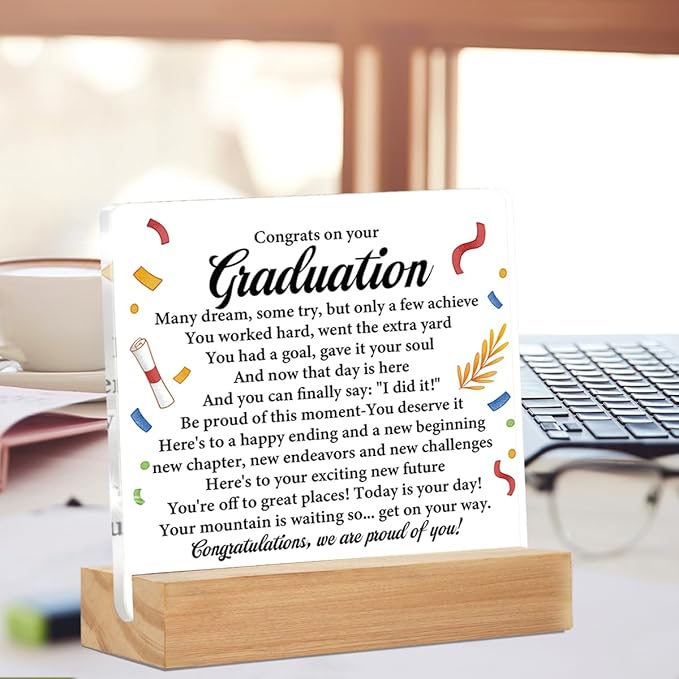 Graduation Gifts for Her Him Girls Boys Congratulations Gifts from Parents Grandparents Friends to College High School Master Graduates Acrylic Sign Decoration Gift 4 x 4 Inches