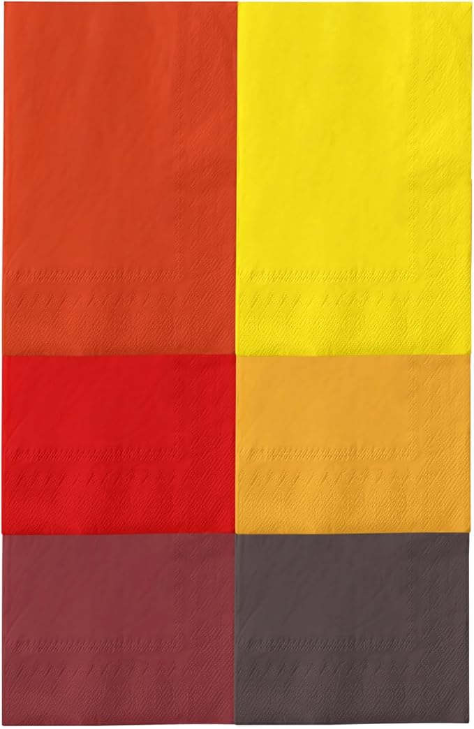 qiqee Red Yellow Paper Napkins 13x16inch Guest Paper Disposable Towels Napkin Paper Hand Towels for Wedding, Dinner, Birthday Party, Dessert Cocktail ＆ Kitchen Napkins（ 120 Count）