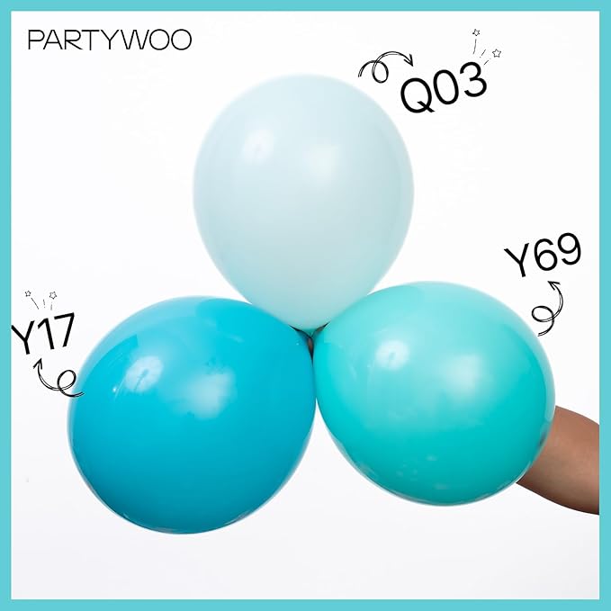 PartyWoo Teal Balloons, 100 pcs Teal Blue Different Sizes Pack of 36 Inch 18 Inch 12 Inch 10 Inch 5 Inch Turquoise for Balloon Garland or Balloon Arch as Party Decorations, Teal-Y69
