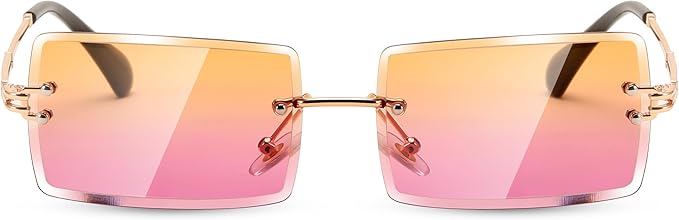 FEISEDY Vintage Rimless Sunglasses Rectangle Frameless Candy Color Glasses Women Men B2642