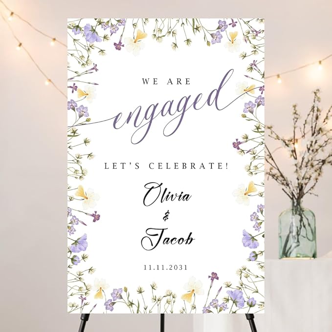 Personalized Engagement Welcome Sign – Minimalist Engagement Party Yard Sign – We’re Engaged Signs – Engagement Party Decorations for Couple - She Said Yes! (Version 13)