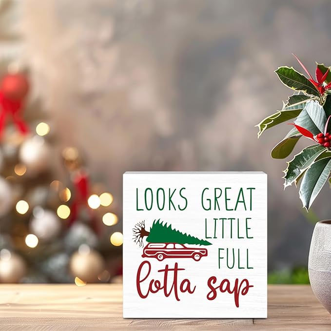 Christmas Vacation Decorations, Christmas Holiday Decor, Merry Xmas Vacation Decor for Home Bathroom, Funny Xmas Holiday Decorations for Table 5 X 5 Inch