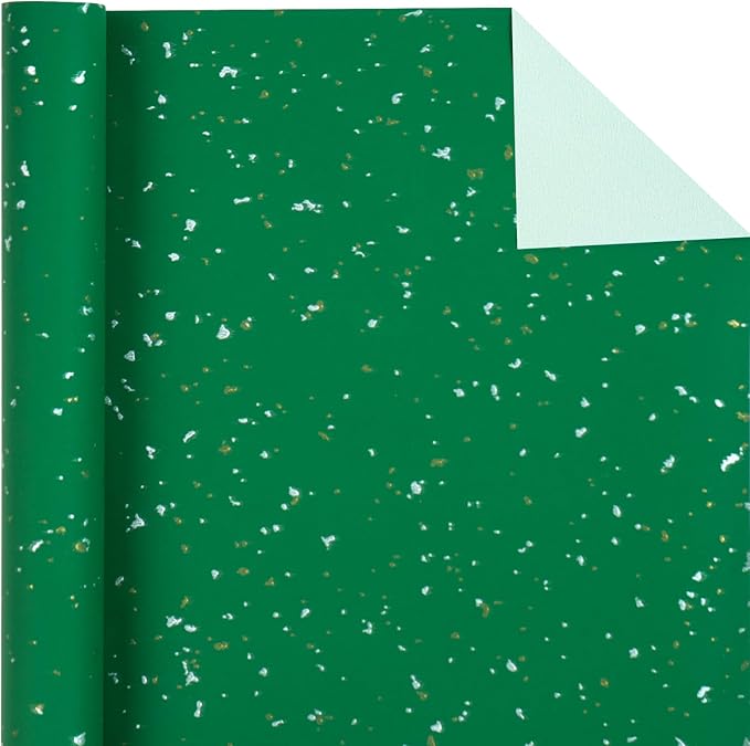 WRAPAHOLIC 30 Inch Jumbo Green Wrapping Paper Roll - 30 Inch x 16.5 Feet - Green Gold Foil Design with Silky Touch Perfect for Christmas, Birthday, Holiday, Wedding, Baby Shower
