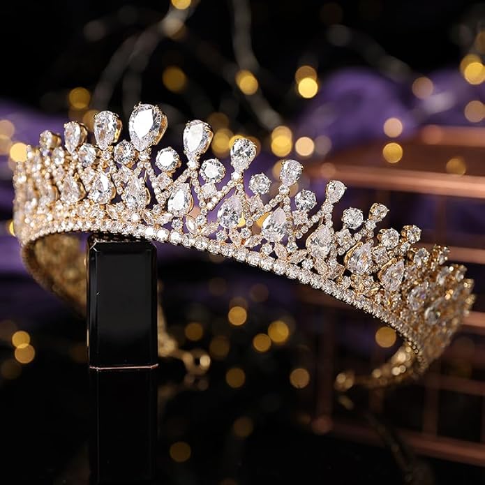 QXMYOO Vintage Women Wedding Tiaras Silver Cubic Zirconia Pageant Crowns Sweet 16 Birthday Prom Party Quinceanera Crowns Bridal Hair Accessories