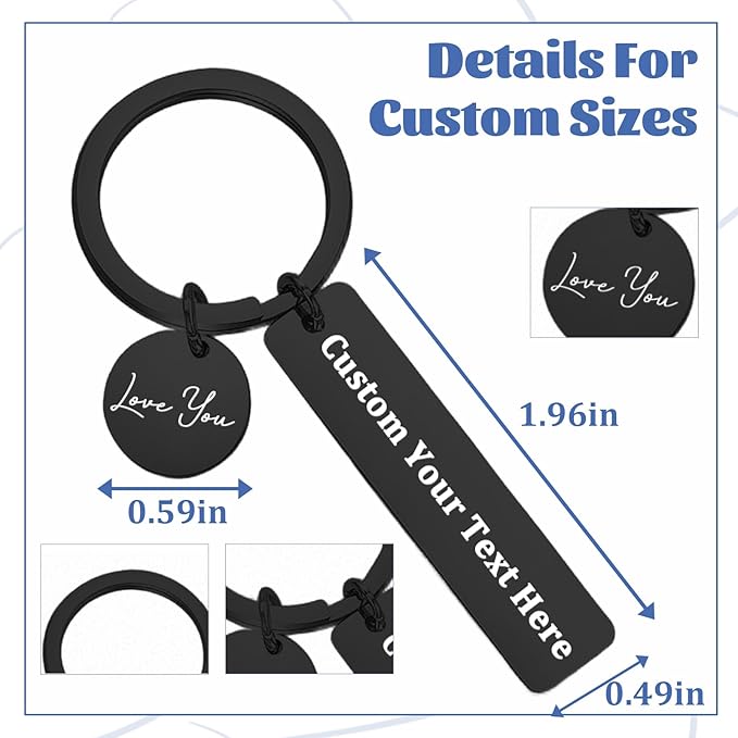 Customized Double Sided Keychain - Personalized Engraved Text/Number/Name Keychain, Custom Key chain Gift for Boyfriend