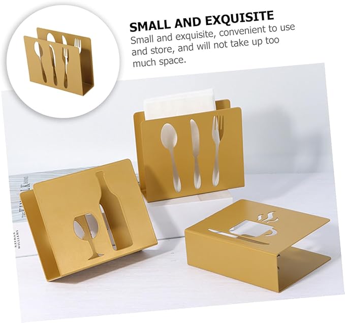 Homoyoyo Freestanding Metal Napkin Stand with Hollow Square Design Household Napkin Organizer Smooth Edges Compact Kitchen and Dining Table Decor