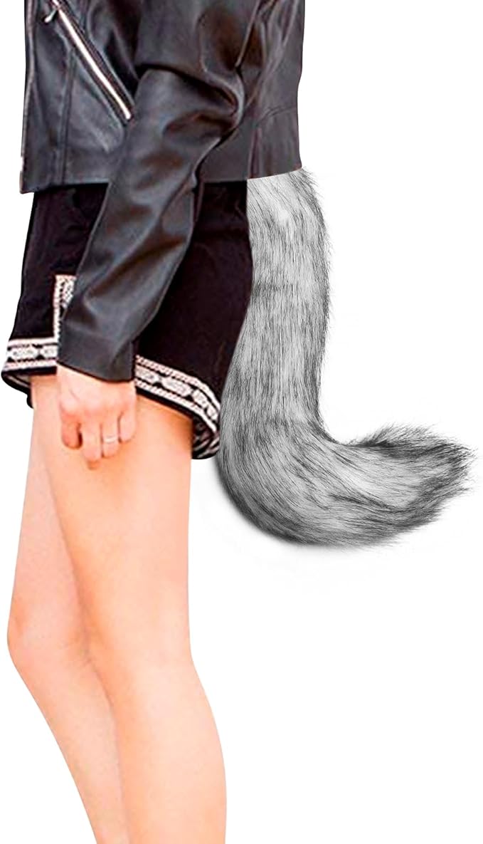 Adolala Faux Fur Fox Tail Cat Wolf Set Plush Mask Fluffy Paw Gloves Halloween Christmas Party for Women