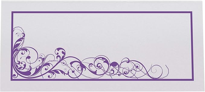 Scribble Vintage Swirl Printable Place Cards, Purple (Choose Color), Set of 150 (25 Sheets), Laser & Inkjet Printers - Wedding, Party, Dinner, and Special Events