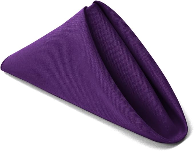 TableLinensforLess 17x17 Inch Polyester Cloth Napkins, Set of 12 (Eggplant)