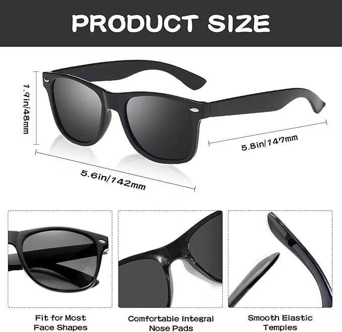 12/24 Pack Wholesale Retro Neon Colors Party Favor Supplies Unisex Sunglasses Bulk for Adults Teens, UV400 Protection