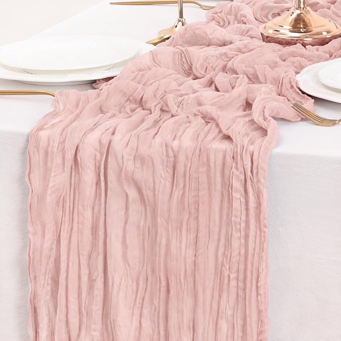 Dusty Pink Table Runner Cheesecloth Table Runner 4 Pack 14FT Farmhouse Table Runners 160 Inches Fall Table Decor Dining Room Centerpiece Wedding Boho Baby Shower Birthday