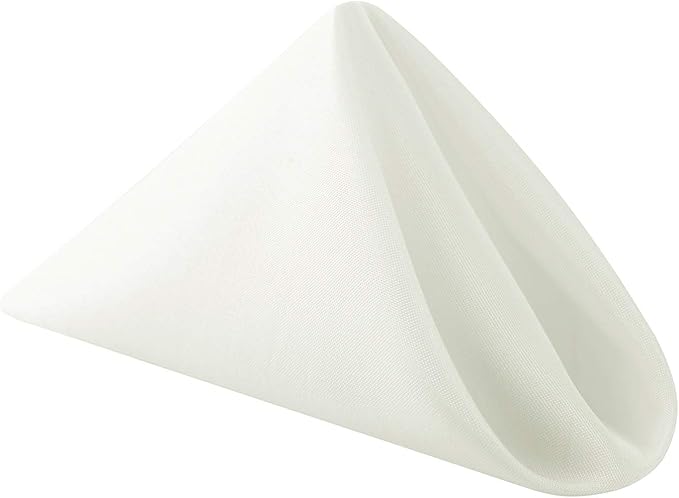 25pcs Polyester Cloth Napkins - 17 x 17 inch Ivory Dinner Washable Napkins with Hemmed Edges for Restaurant/Wedding/Hotel(25,Ivory)