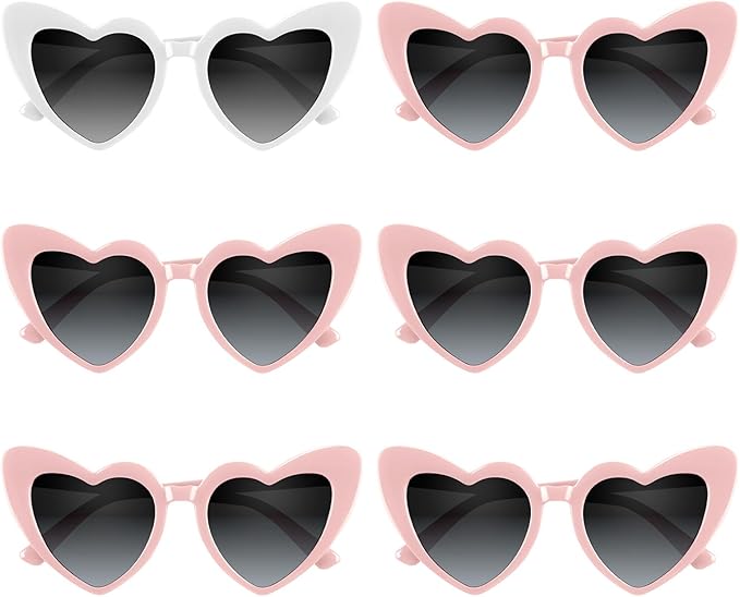 4/6/8/10/12 Pack Bachelorette Sunglasses Heart Sunglasses Vintage Heart Shaped Glasses for Women Bridal Party Wedding