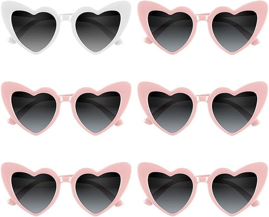 4/6/8/10/12 Pack Bachelorette Sunglasses Heart Sunglasses Vintage Heart Shaped Glasses for Women Bridal Party Wedding