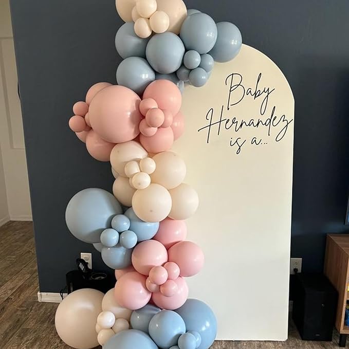Dusty Blue and Pink Balloons, 50pcs Retro Pink and Blue Balloons, Rose Gold Balloon Metallic Light Balloon for Girl Boy Boho Birthday Party Baby Shower Wedding Gender Reveal Decorations