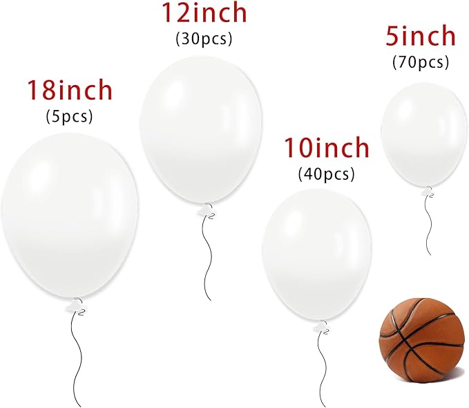 White Balloons 145 pcs Matte Party Decorations Arch Kit Different Sizes of 18 12 10 5 Inch White Balloons for Balloon Garland or Balloon Arch as Birthday Wedding Bridal shower Arch