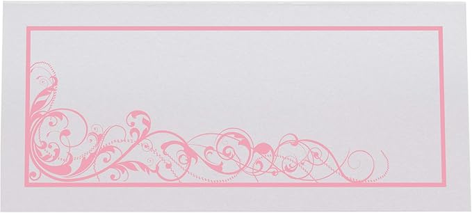 Scribble Vintage Swirl Place Cards, Pink (Choose Color), Set of 60, Pre-cut and Scored - Wedding, Party, Dinner, and Special Events - Made in the USA