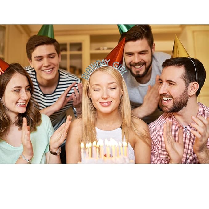 AOPRIE Birthday Girl Crown for Women with Sash Blue Happy Birthday Tiara for Women Headband Princess Crown Rhinestone Accessories