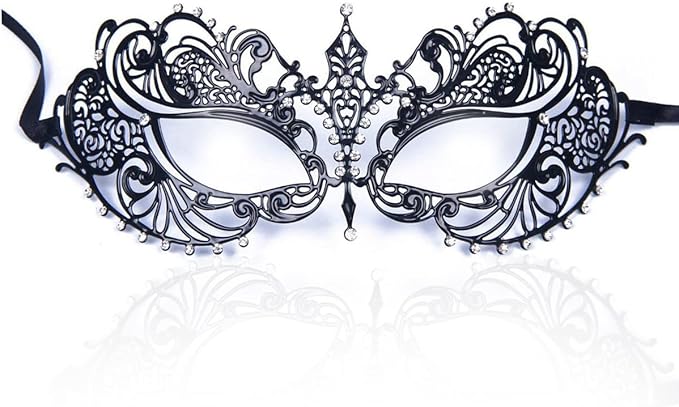 Masquerade Mask for Women Shiny Laser Cut Metal Rhinestone Mask Party Porm Ball Mask