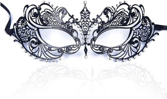 Masquerade Mask for Women Shiny Laser Cut Metal Rhinestone Mask Party Porm Ball Mask