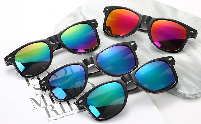Fsmiling Black Sunglasses Bulk Adult Party Sunglasses 80s Glasses Shades for Men Women Party Favors-15Pack,UV Protection