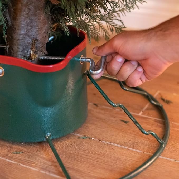 Yard Butler Santa's Helper Easy Fill - Easy to Use & Assemble Christmas Tree Stand - Durable & Sturdy Stand Made with Anti-Rust Steel - Beautiful Addition to Holiday Decor - 6' to 11' Trees - Green