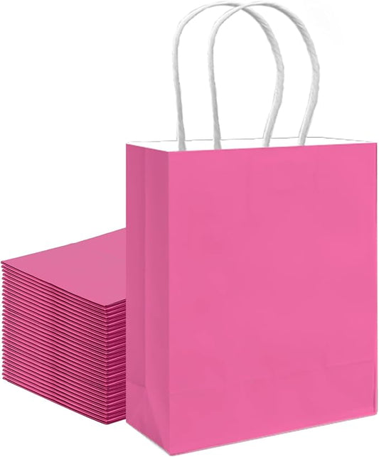 qiqee 30PCS Medium Gift Bag with Handles Bulk 11"x5"x8" Gift Bags Pink Bags Multiple Uses (Medium Size)