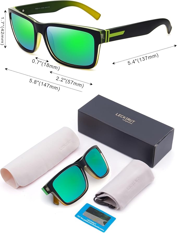 LECKIRUT Vintage Polarized Sunglasses for Men Women Retro Oversized Square Mirror Sun Glasses