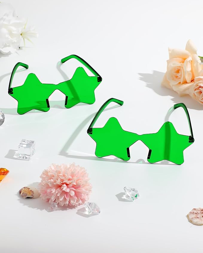 40 Pairs Rimless Star Sunglasses Bulk Wholesale Transparent Candy Color Star Glasses for Women Men Party Favors