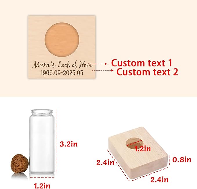 Personalized Loss of Loved One Photo Frame Memorial，Custom lock of Hair Keepsake Jar,Remembrance，Bereavement,Sympathy Gift for Lost Mom, Dad， Friends, Sisters, Grandparents (Style 1)