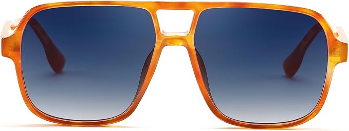 FEISEDY Retro Square Aviator Sunglasses Women Men 70s Vintage Trendy Plastic Frame Sun Glasses B4158