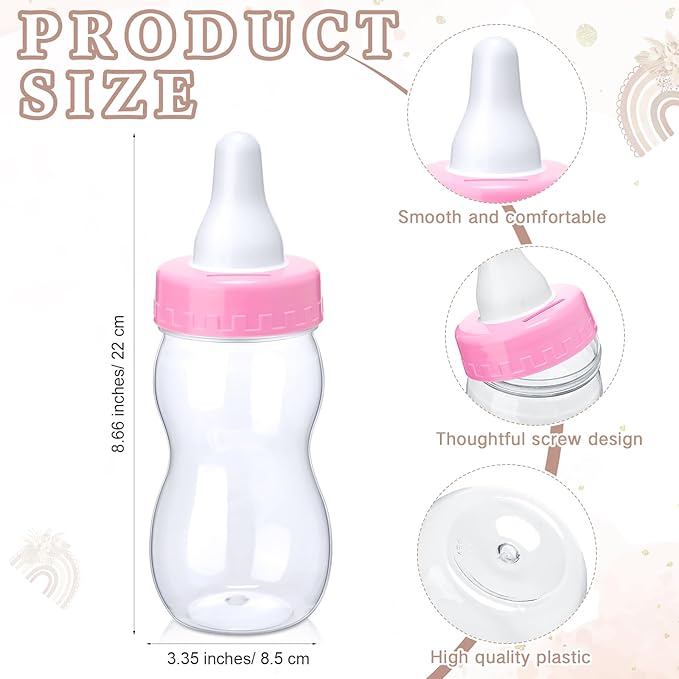 Roowest 512 Pcs Baby Shower Games Guess How Many Pacifiers Sign 100 Small Guessing Games 10 HB Pencils 750ml Milk Bottle 400 Acrylic Pacifiers Decoration for Guest Gender Reveal(Pink,Sunshine)