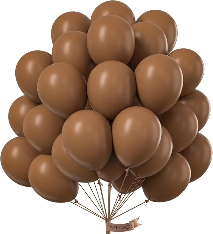 PartyWoo Brown Balloons 50 pcs 12 Inch Latex Helium Neutral Balloons for Baby Shower Birthday Graduation Woodland Safari Theme Jungle Cowgirl Farm Bear Camping Hunting Party Decorations Brown-F09