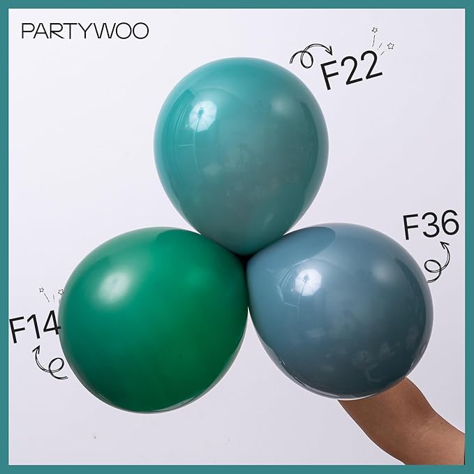 PartyWoo Slate Blue Balloons 50 pcs 12 Inch Dusty Blue Green Balloons for Graduation Baby Shower Wedding Birthday Under the Sea Gender Reveal Boho Party Decorations Blue-F22