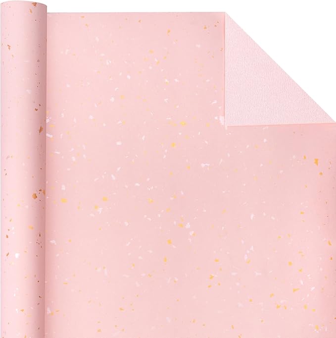 WRAPAHOLIC 30 Inch Jumbo Pink Wrapping Paper Roll - 30 Inch x 16.5 Feet - Pink Gold Design with Silky Touch Perfect for Birthday, Holiday, Wedding, Baby Shower