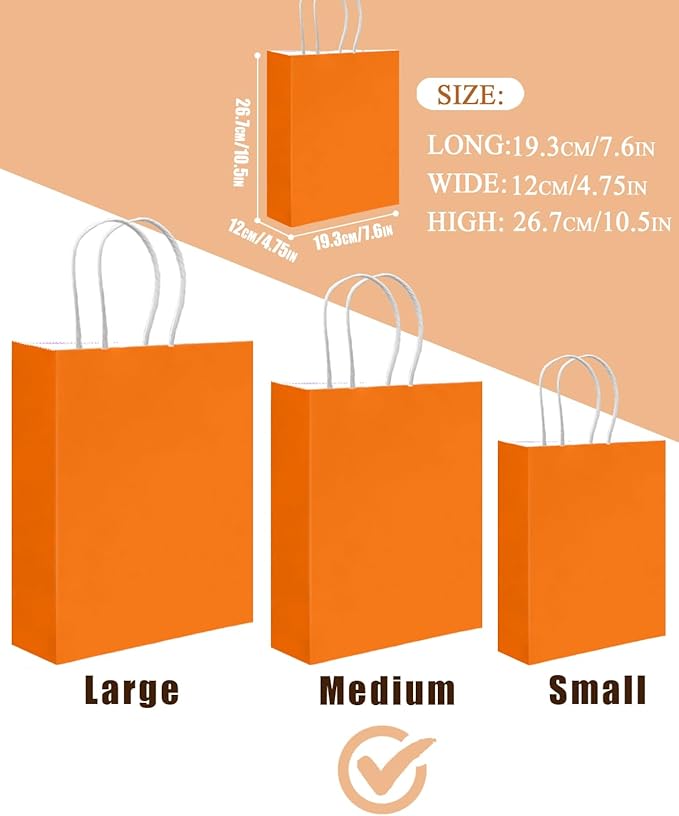 qiqee 30PCS Medium Gift Bag with Handles Bulk 11"x5"x8" Gift Bags 6 Different Red ＆ Yellow Color Bags Multiple Uses (Medium Size)