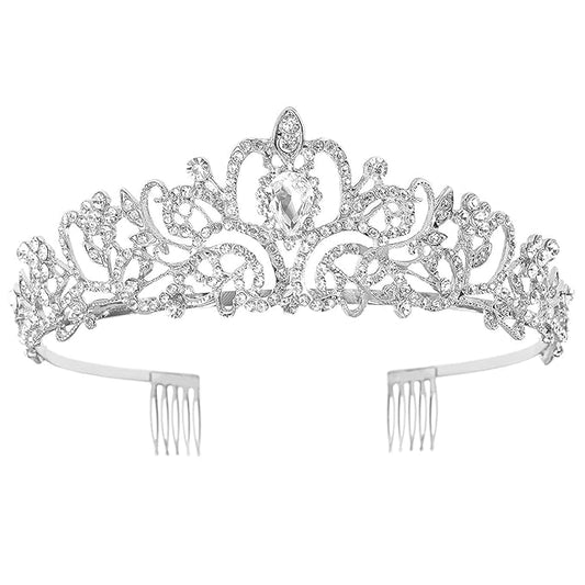 Tiara Crown for Women, Headband Hair Accessories for Birthday Wedding Party Costume Silver