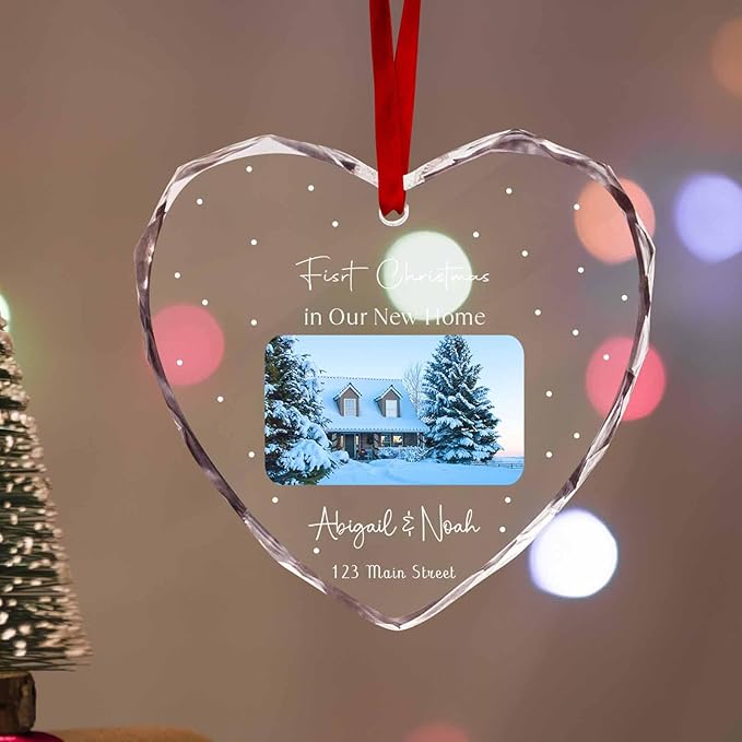 Personalized Crystal Glass Heart Ornaments Custom First Christmas Name Ornament for Christmas Tree Decor Customized 2025 Xmas Tree Hanging Gifts for New Home