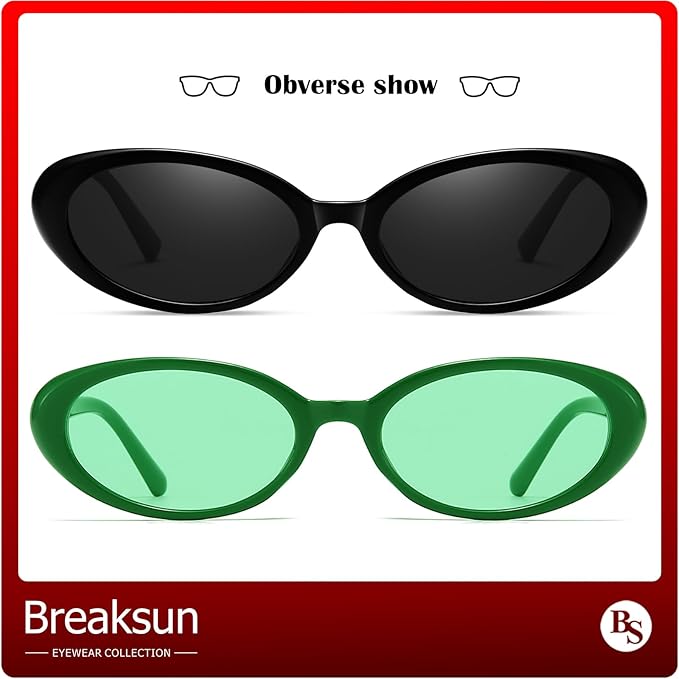 Retro Oval Sunglasses for Women Men Fashion Small Oval Sunglasses 90s Vintage Shades
