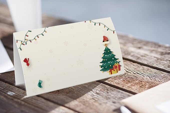 FZ-a86 Christmas Food Tent Labels (25 pack) - Table Place Cards, Perfect for Banquet, Buffet Food Label, Christmas Party