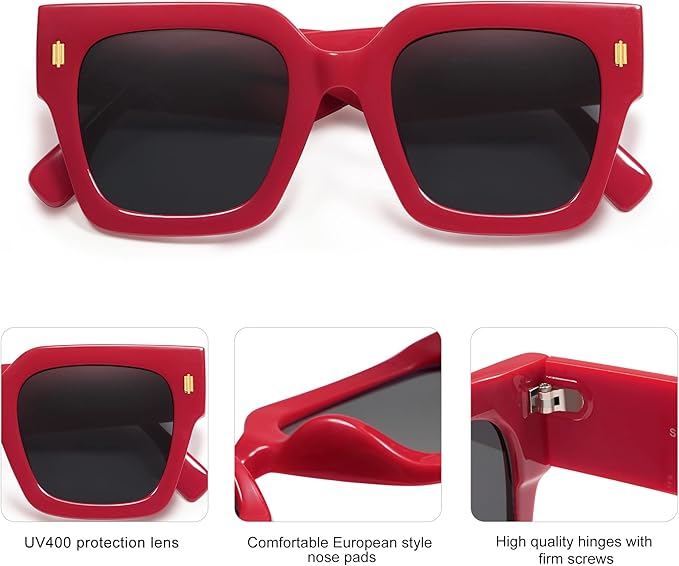 SOJOS Vintage Oversized Square Sunglasses for Women,Retro Womens Luxury Big Large Sun Glasses UV400 SJ2194