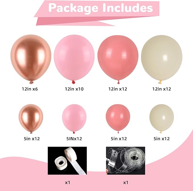 Blush Pink Balloon Garland Kit Rose Gold Dusty Pink Sand White Balloons Arch Retro Light Pastel Pink Beige Nude Creme Balloon for Women Bridal Baby Shower Boho Wedding Birthday Party Decoration