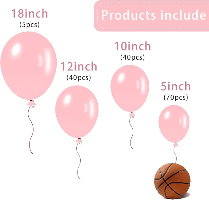 Pastel Pink Balloons 145 pcs Light Pink Brthday Decorations Different Sizes of 18 12 10 5 Inch Baby Pink Balloons for Gender Reveal Balloons Garland Balloon Arch as Birthday Party Decorations