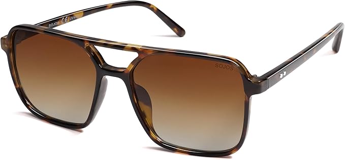 SOJOS Trendy Vintage Aviator Square Sunglasses For Womens Mens Retro 70s UV400 Women Sun Glasses SJ2327