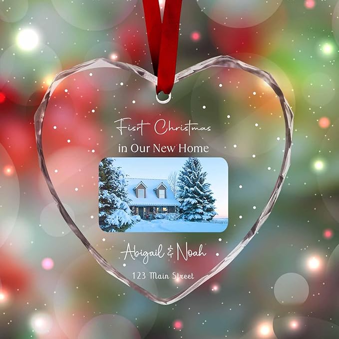 Personalized Crystal Glass Heart Ornaments Custom First Christmas Name Ornament for Christmas Tree Decor Customized 2025 Xmas Tree Hanging Gifts for New Home