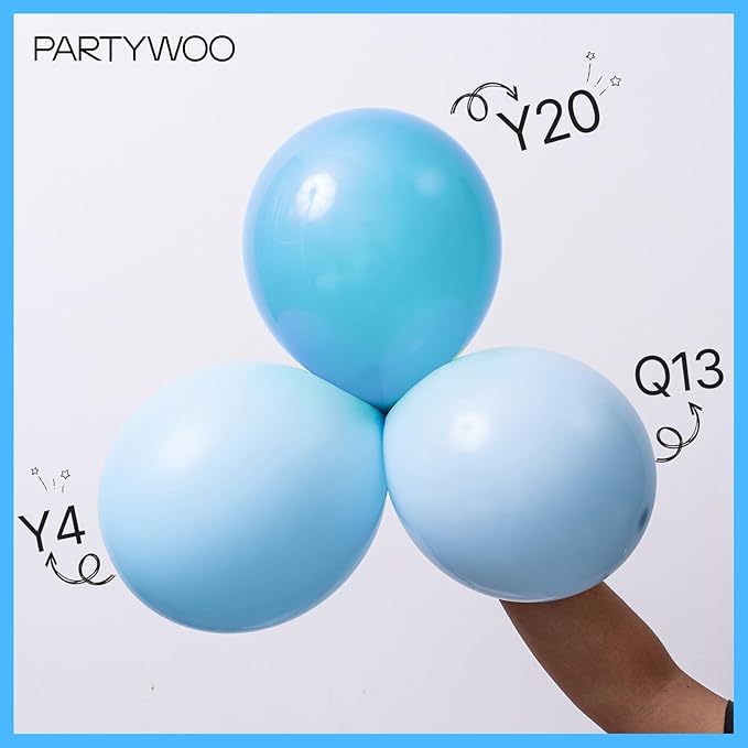 PartyWoo Bright Sky Blue Balloons, 100 pcs Matte Blue Different Sizes Pack of 36 Inch 18 Inch 12 Inch 10 Inch 5 Inch Blue for Balloon Garland Arch as Party Decorations, Blue-Y20