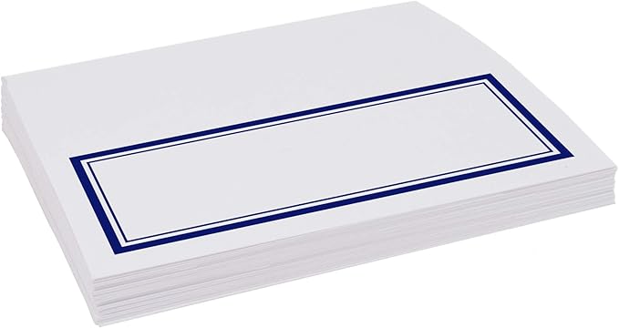 Double Line Border Place Cards, Navy (Choose Color), Set of 25, Pre-cut and Scored - Wedding, Party, Dinner, and Special Events - Made in the USA