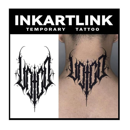 INKARTLINK Tattoo Tech,2 Sheets Extra-Large Semi Permanent Tattoo, Adult Art Design Temporary Tattoos, Lasts 1-2 Weeks, Waterproof, Realistic look, No Adhesive, No reflection (Guardian Emblem Design?